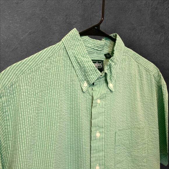 Gitman Bros Vintage Seersucker Shirt Short Sleeve Green XL - Picture 2 of 5